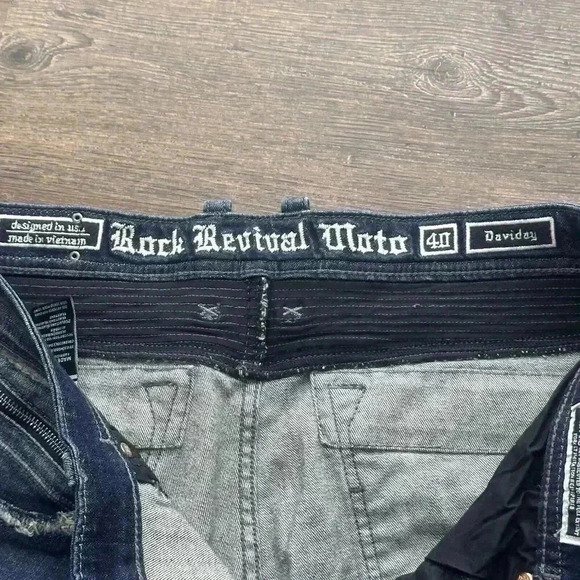 NWT Rock Revival Men's Blue Daviday Moto Stretch Slim Fit Jeans 40x32 - Picture 16 of 16